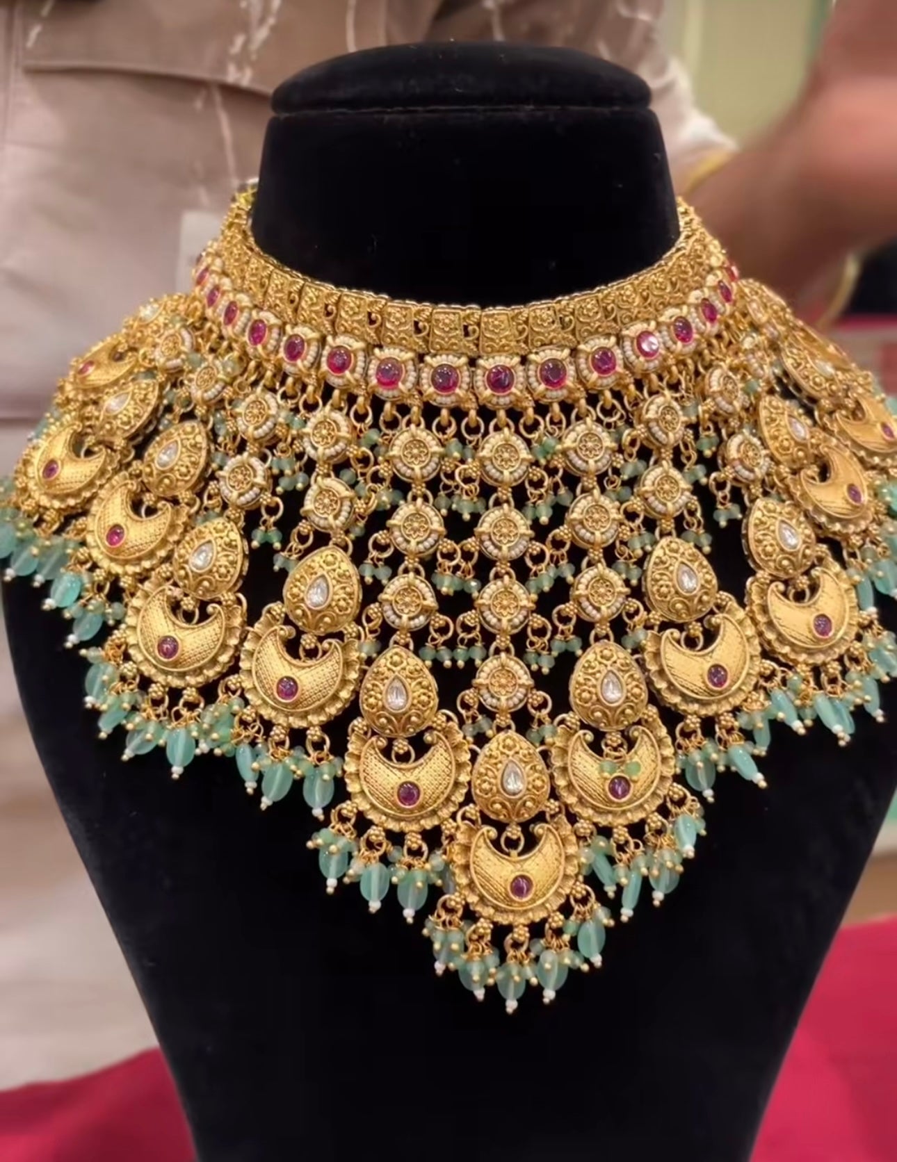 Gold plated pachi kundan polki design