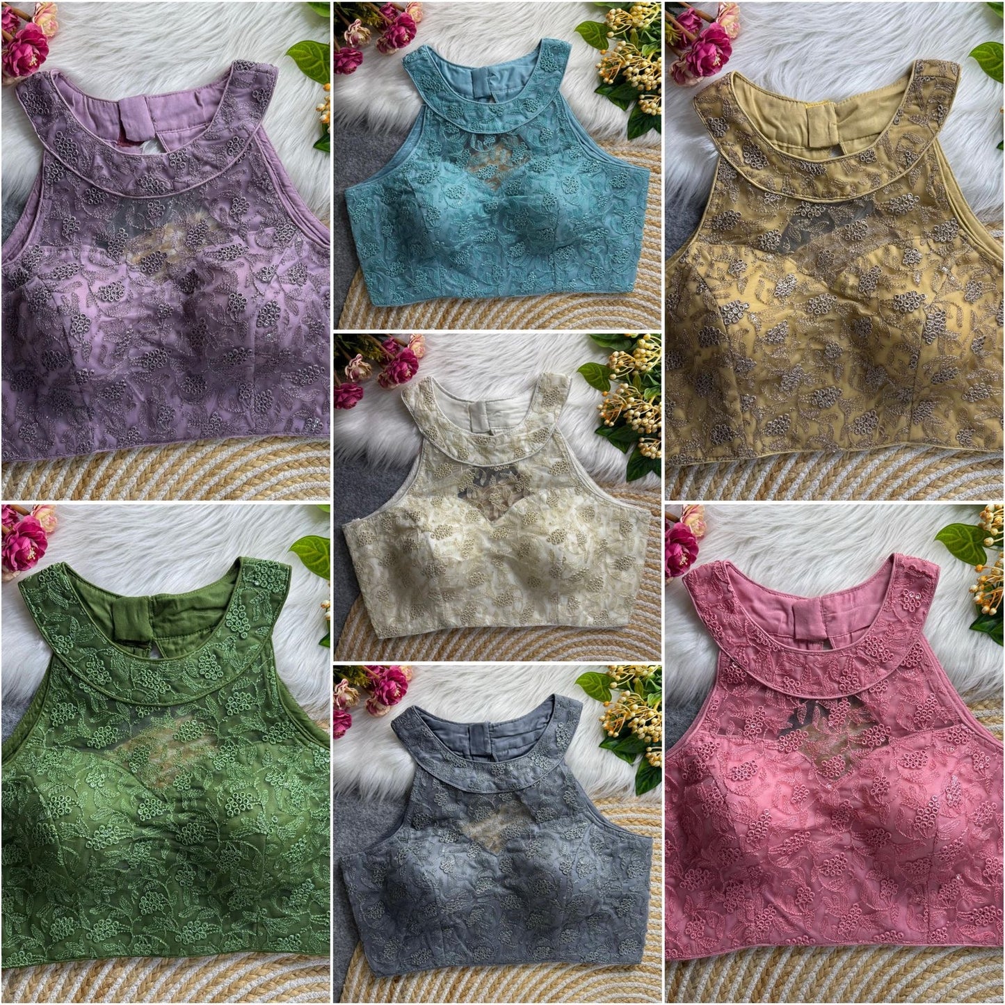 Razor back mesh blouse chest 40