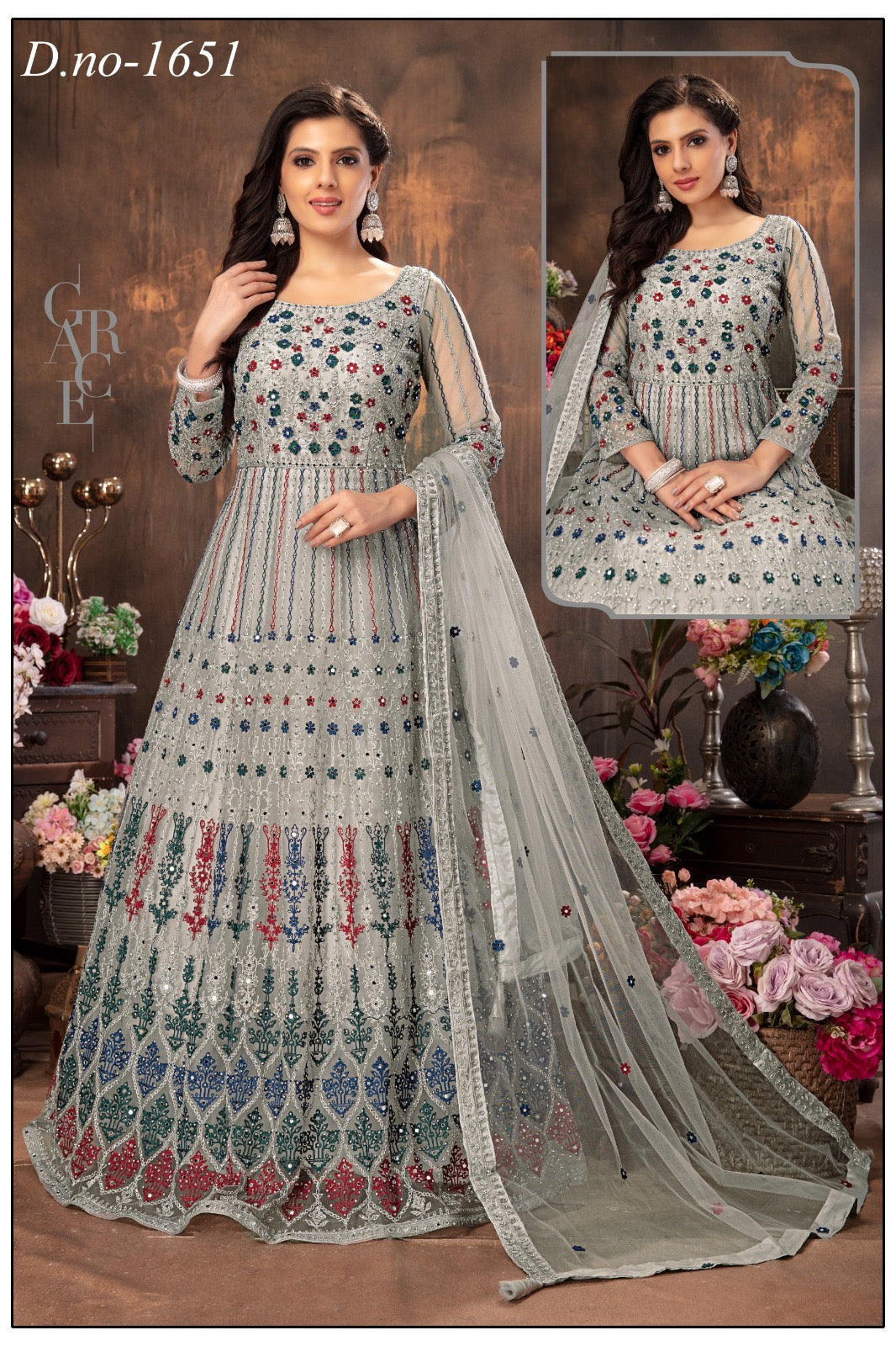 Gray Silver Indian Gown Size Size Large 40" Chest, XL 42" Chest