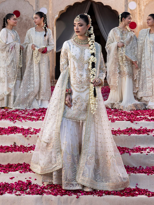 Regal Ivory Hand-Embroidered Bridal Ensemble S-38,M-40,L-44,XL-46