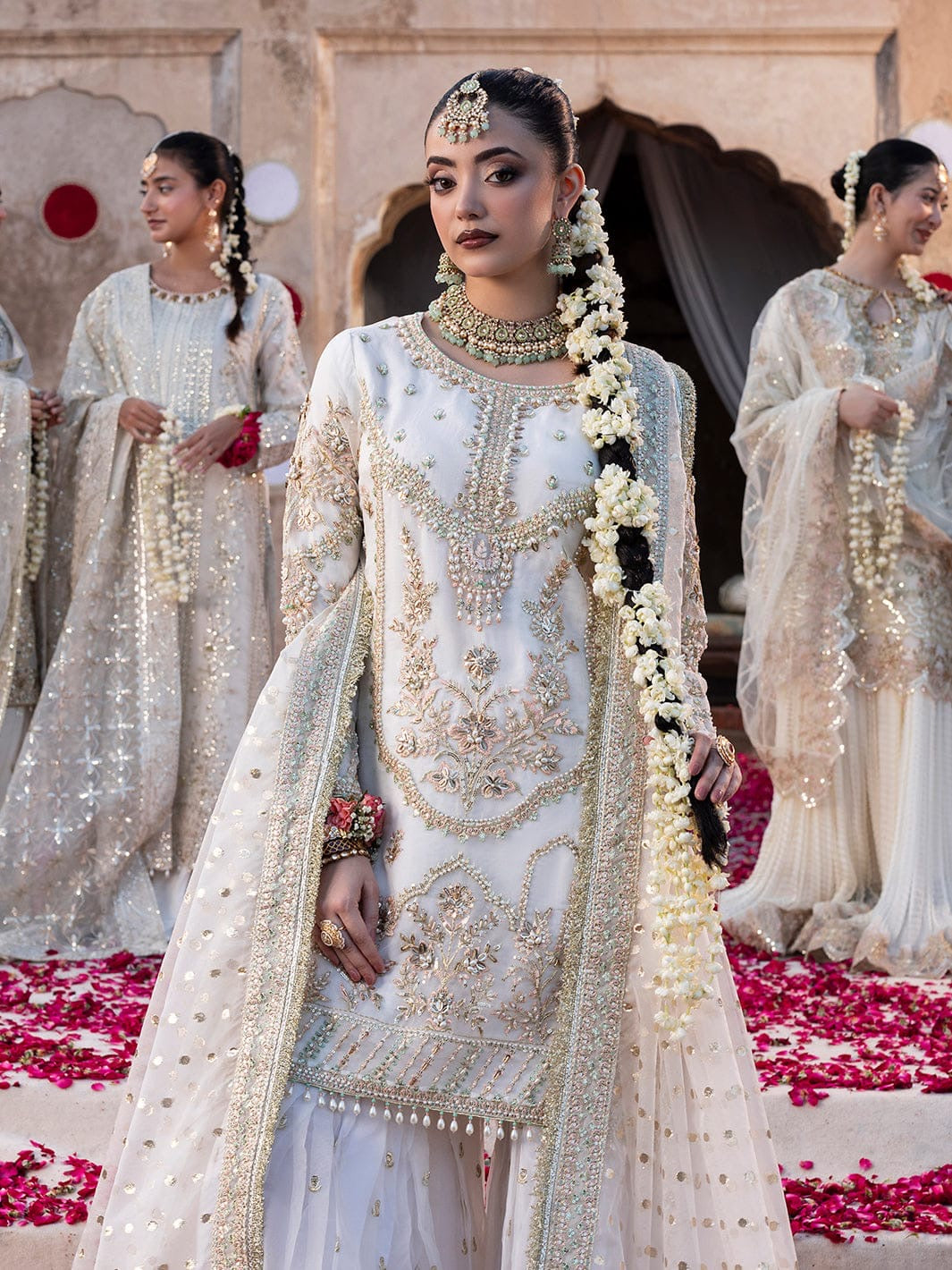 Regal Ivory Hand-Embroidered Bridal Ensemble S-38,M-40,L-44,XL-46